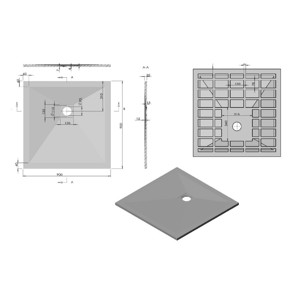 Поддон из искусственного камня Vincea VST 90х90 Серый — изображение 5