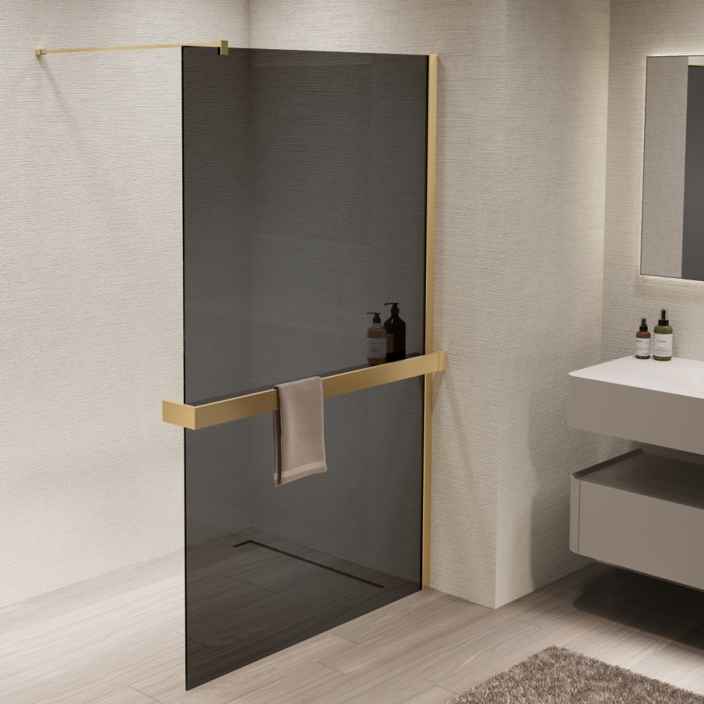 Душевая перегородка Vincea Walk-In Золото матовое / Тонированное