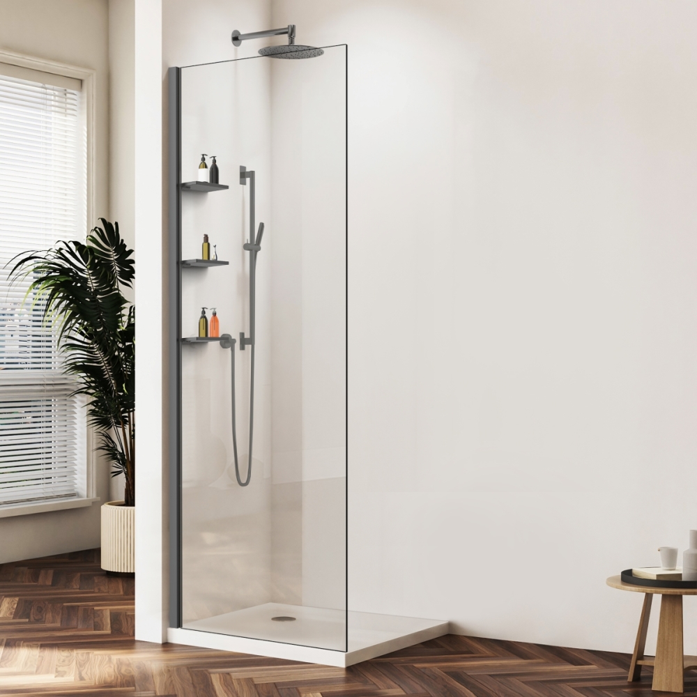 Душевая перегородка Vincea Walk-In Вороненая сталь / Прозрачное